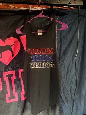 Victoria's Secret PINK 'Merica Sequin Muscle Tank Top Black Size XS